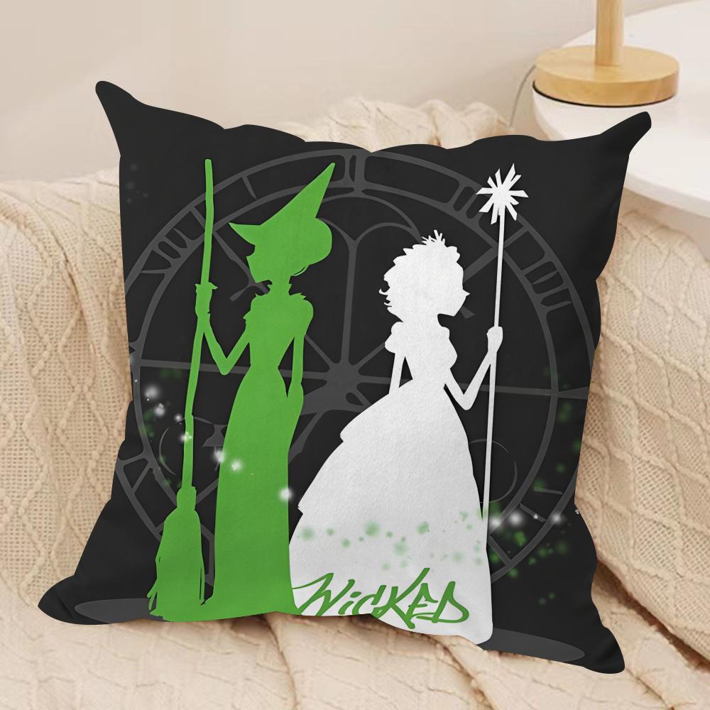 WWicked Part One Movie Cushion Cover Silky Short Plush Invisible Zipper Dustproof Sofa Pillow Case for Home Decor
