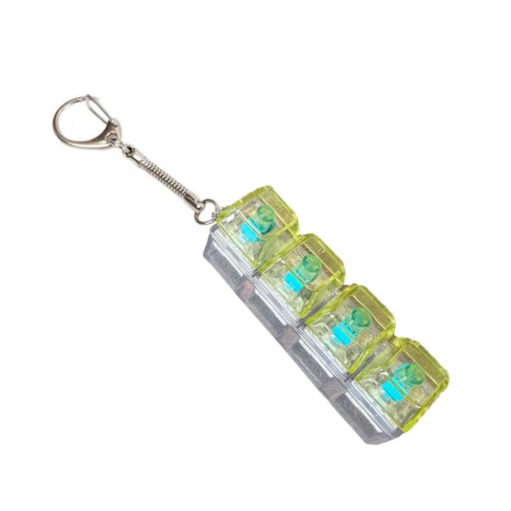 4-Keys Fidget Keyboard Toy Transparent Cap Keyboard Finger Clicker Keychain Decompression Button Sensory Toy