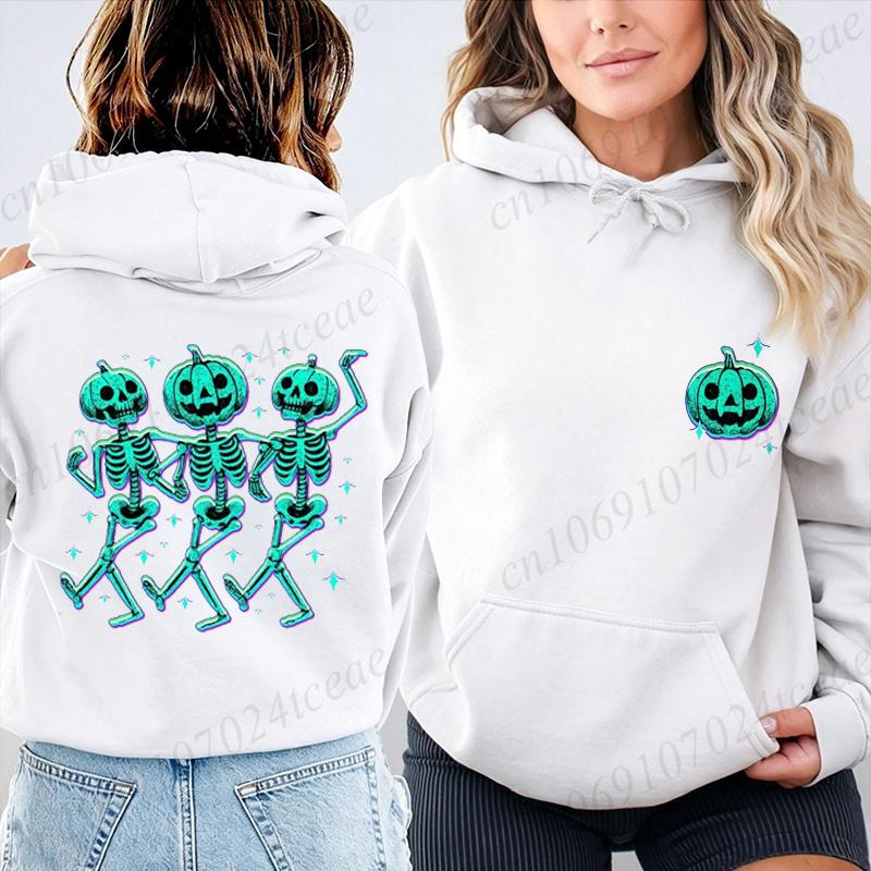 Pumpkin Skeleton Halloween Hoodies,Dancing Skeleton Pumpkin Sweatshirts,Spooky Hallowaeen Skeleton Hoody,family Party Sportwear