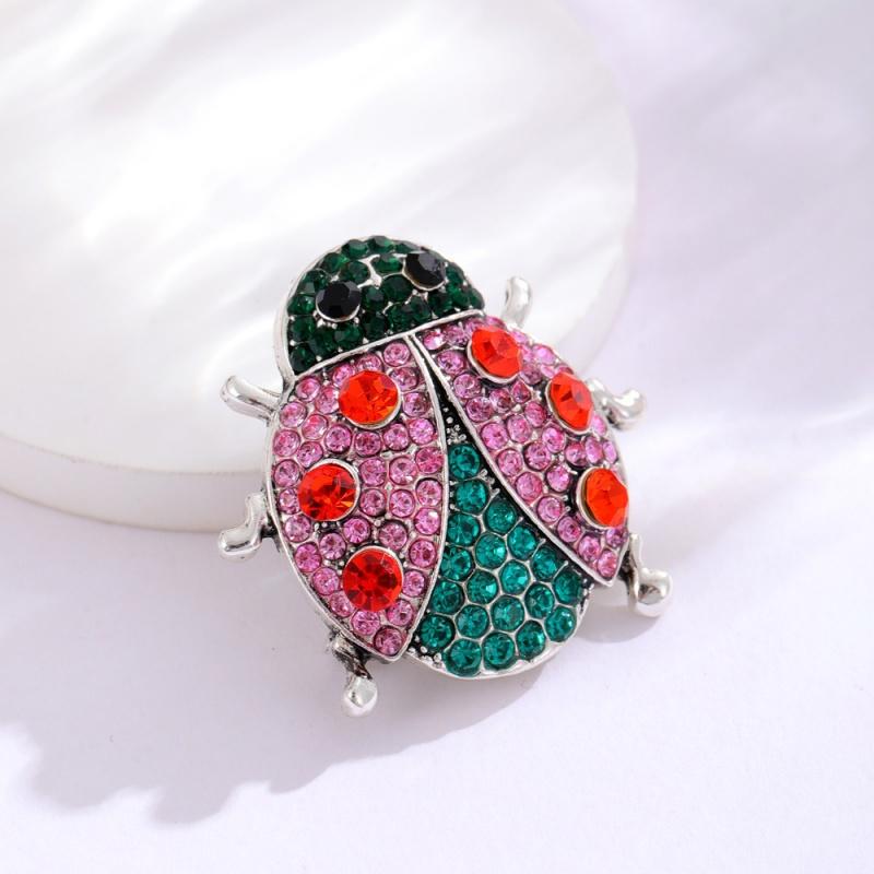 Vintage Rhinestone Beetle Brooch Fashion Animal Insects Seven Stars Ladybird Pin For Men Women Clothing Jewelry Accessories Gift