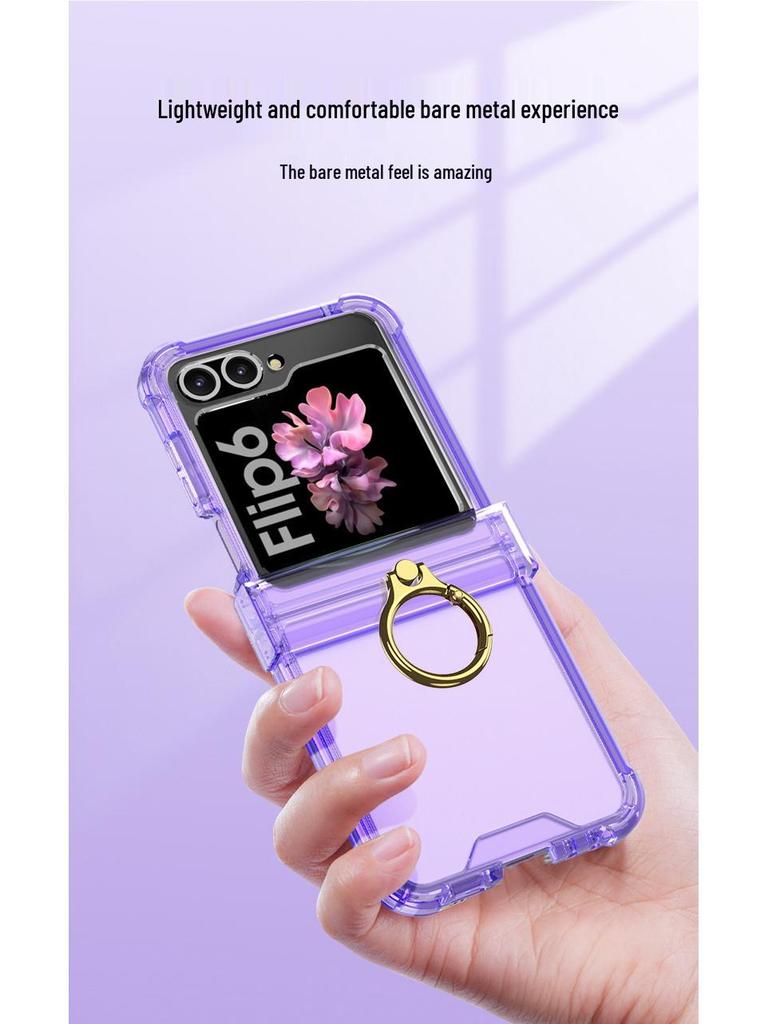 Samsung Z Flip6 Protective Case with Hinge Ring Holder, Full Coverage, Anti-fall. Suitable for Men & Women.