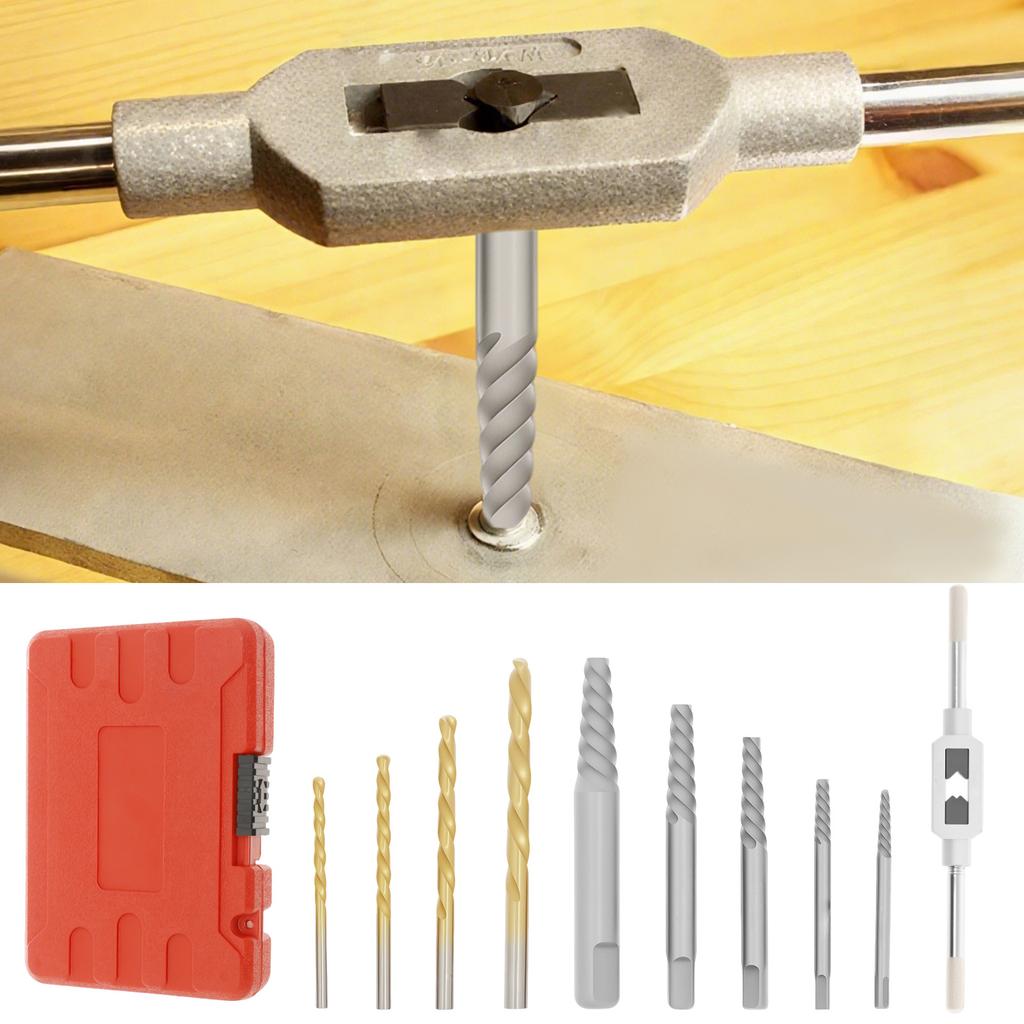Screw Extractor Set Alloy Steel Broken Bolt Extractor Tool with Tap Wrench and Storage Case for Furniture Automotive Repairing