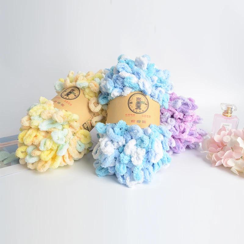 500g/Lot Hand Knitting Finger Loop Yarn Crochet Super Warm Puffy Circle Cotton Braided Rope Puffy Smart Polyester Sock Toy