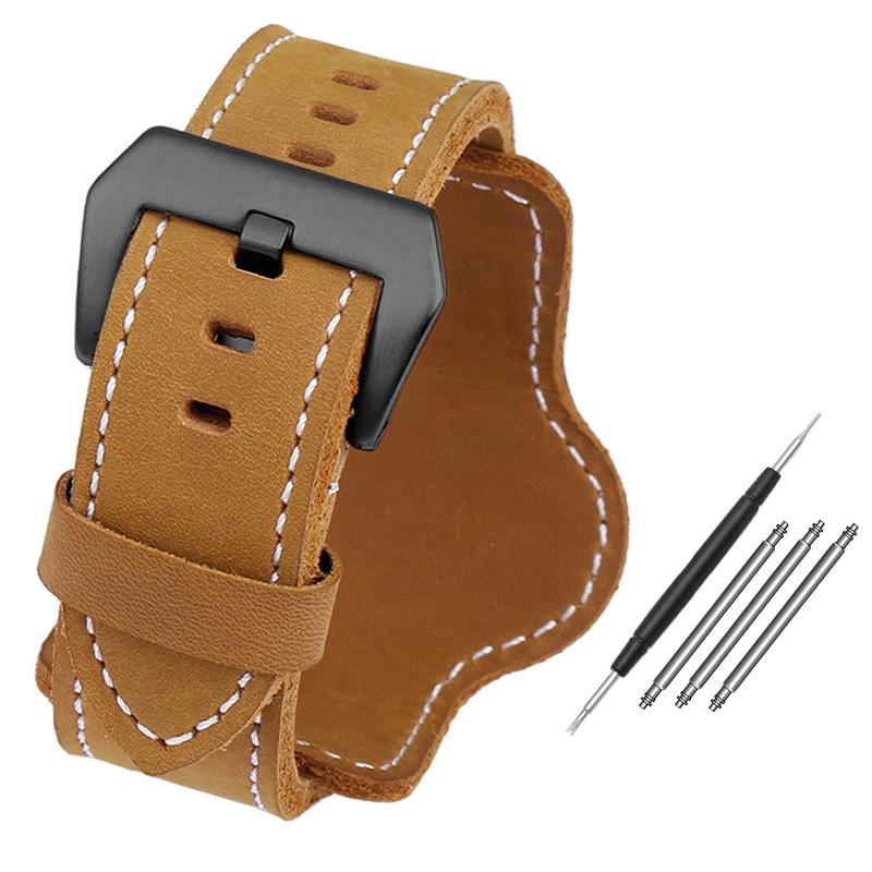 Bracelet de montre Classique POUR Panerai Cuir véritable Homme Série PAM111/441/312 Crazy Horse Ceinture boucle à aiguille 22MM 24MM 26MM