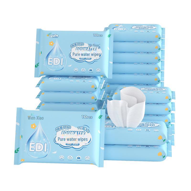 "10-Pack Portable Disposable Wet Wipes for Infants & Kids: Hand & Mouth Cleansing"