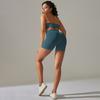 Seamless Knitted Back High Elasticity Sports Bra Yoga Set Running Fitness Shorts Two Piece Set For Women