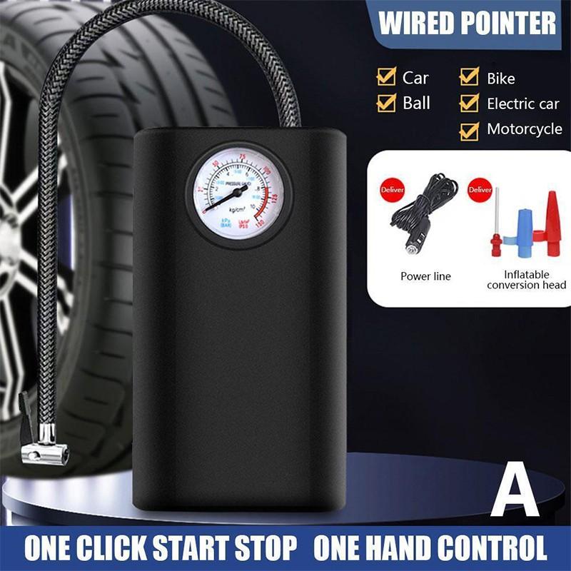 

Портативный автомобильный воздушный компрессор, обнаружение давления в шинах, цифровой запуск и остановка, электрический накачивающий насос для мотоцикла, велосипеда, автомобиля, мяча Wired Pointer чёрный