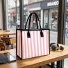 Pink White Striped Large Tote Bag Casual Daily Shoulder Bag for Shopping Travel