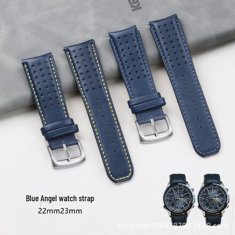 Compatible Blue Angel 1st, 2nd, 3rd Gen AT8020-54L/8020-03L Breathable Blue Cowhide Watch Strap