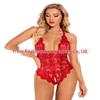 European & American Plus Size Open Crotch Multi-Color Lace Erotic Bodysuit Set
