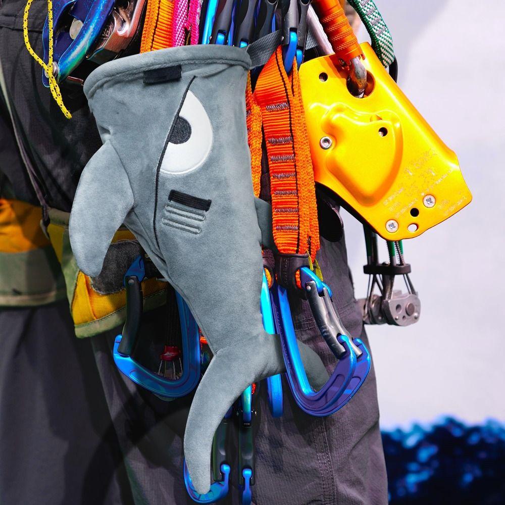 Rock Climbers Shark Chalk Bag Flannel Magnesium Powder Bag Rock Climbing Bag  Gyming Sports Gift
