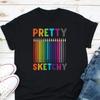 Pretty Sketchy Color Pencils T Shirt Funny Art Artist Painter Drawing Lover Casual Vintage Washed Fashion Designer Clothes