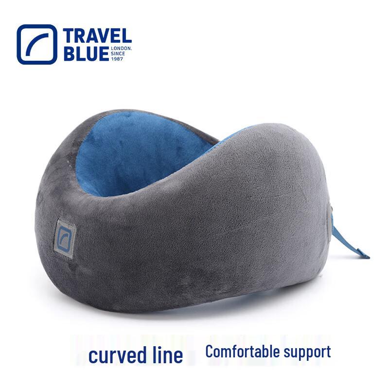 Cuscino da Viaggio Blu in Memory Foam a Forma di U