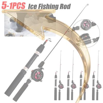 Telescopic Ice Fishing Rod 2 Sections Small Short Sea Pole Travel Fishing Pole for River Lake Reservoir Ice Fishing and So On