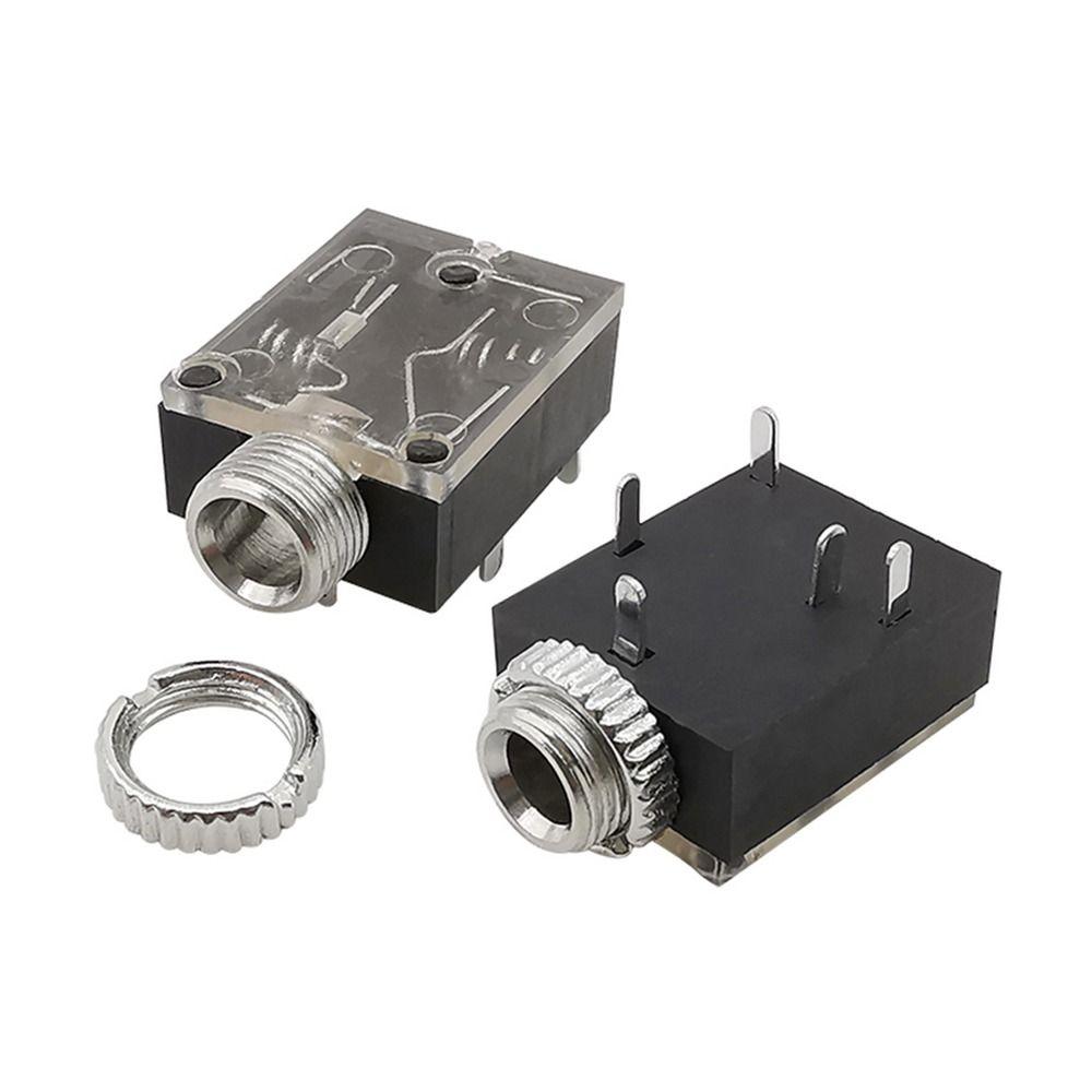 10Pcs With Nut 3.5mm Headphone Socket 5Pin Stereo Audio Jack  for Audio Video Socket