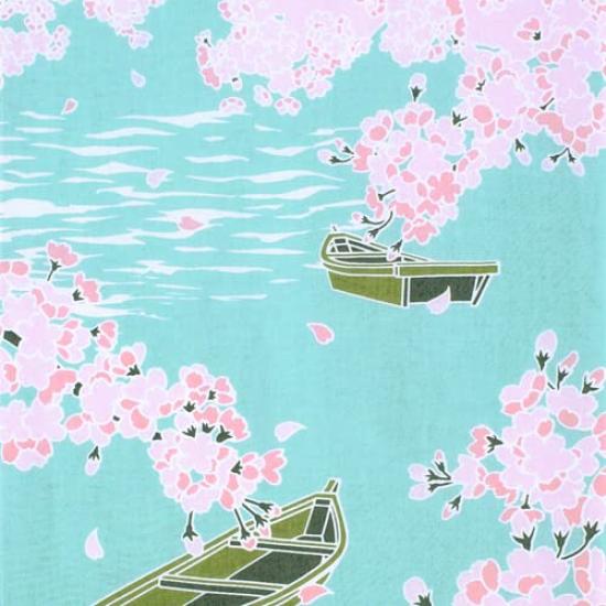 Some no Anbo Tenugui hand Blossoms by the Tokuoka Made in 35cm x 100cm (Japanese towel) "Cherry Lake" - Hand-dyed, 100% Cotton, weave, Japan,