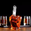 Cool Bourbon Decanter for Men 3D Middle Finger Whiskey Decanter, 1000ml Lead-free Glass Spirit Bottle with Creative Glassware Fathers Day