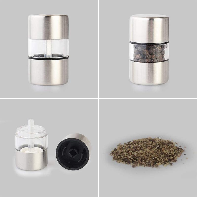Stainless Steel Portable Mini Grinder Hand Salt and Pepper Grinder for Herbs Pepper Spices Rose Salt Kitchen Grinding Gadget