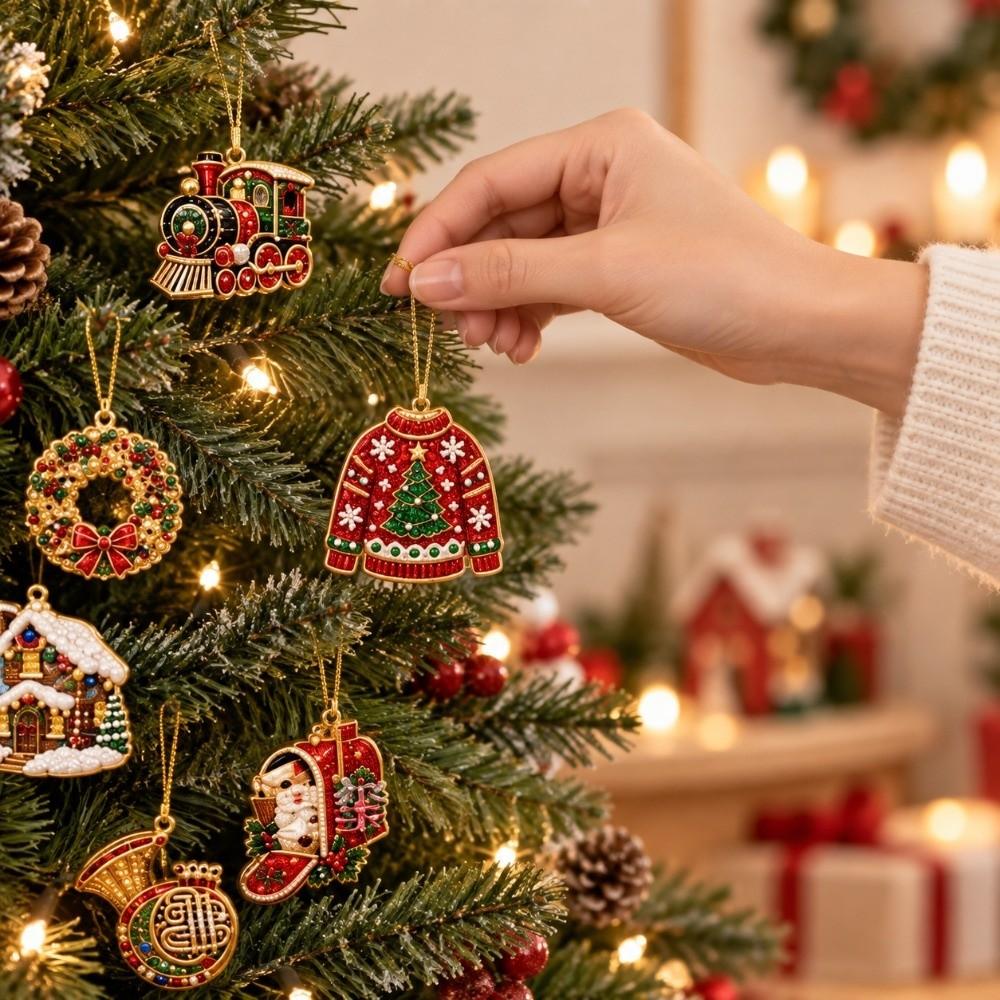 6pcs/set Acrylic Round Board Suncatcher Craft Kit Christmas Decor Craft  Christmas Festival