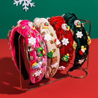 Hair Band Women Christmas Colorful Turquoise Inlaid Crystal Wide Edge Candy Color HeadBand Versatile Headwear