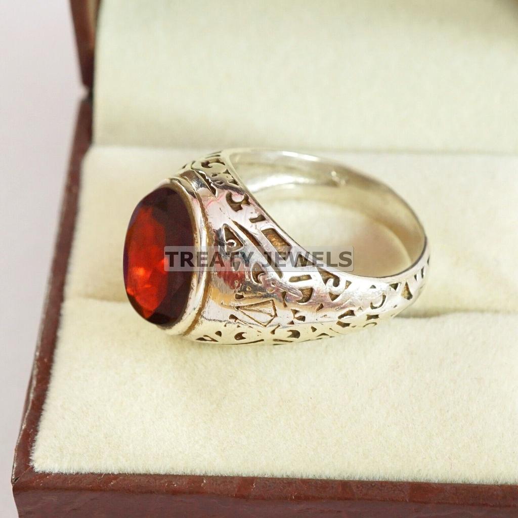 Garnet Oval Cut Gemstone With 925 Sterling Silver Ring For Men's #B72 JL375671368817