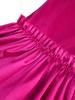 AOMEI Fuchsia Flare Pants for Women Shiny Elastic Satin Back Zipper High Waist Bell Bottoms Dressy Trousers Trendy Capris