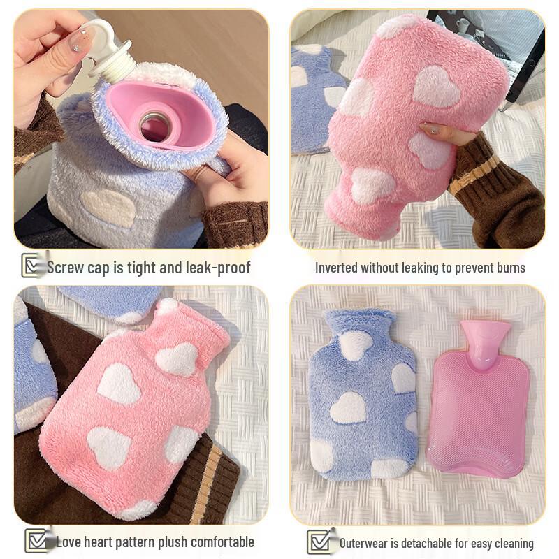 Pabei Cute Heart Plush Hot Water Bottle