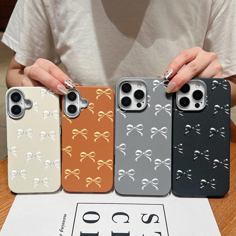 Einfarbige Schleifenmuster Matte Weiche Handyhülle Für iPhone 16 Pro Max 15 Plus 14 Pro 13 12 11 Schlanke TPU Ledertextur Stoßfeste Bumperabdeckung