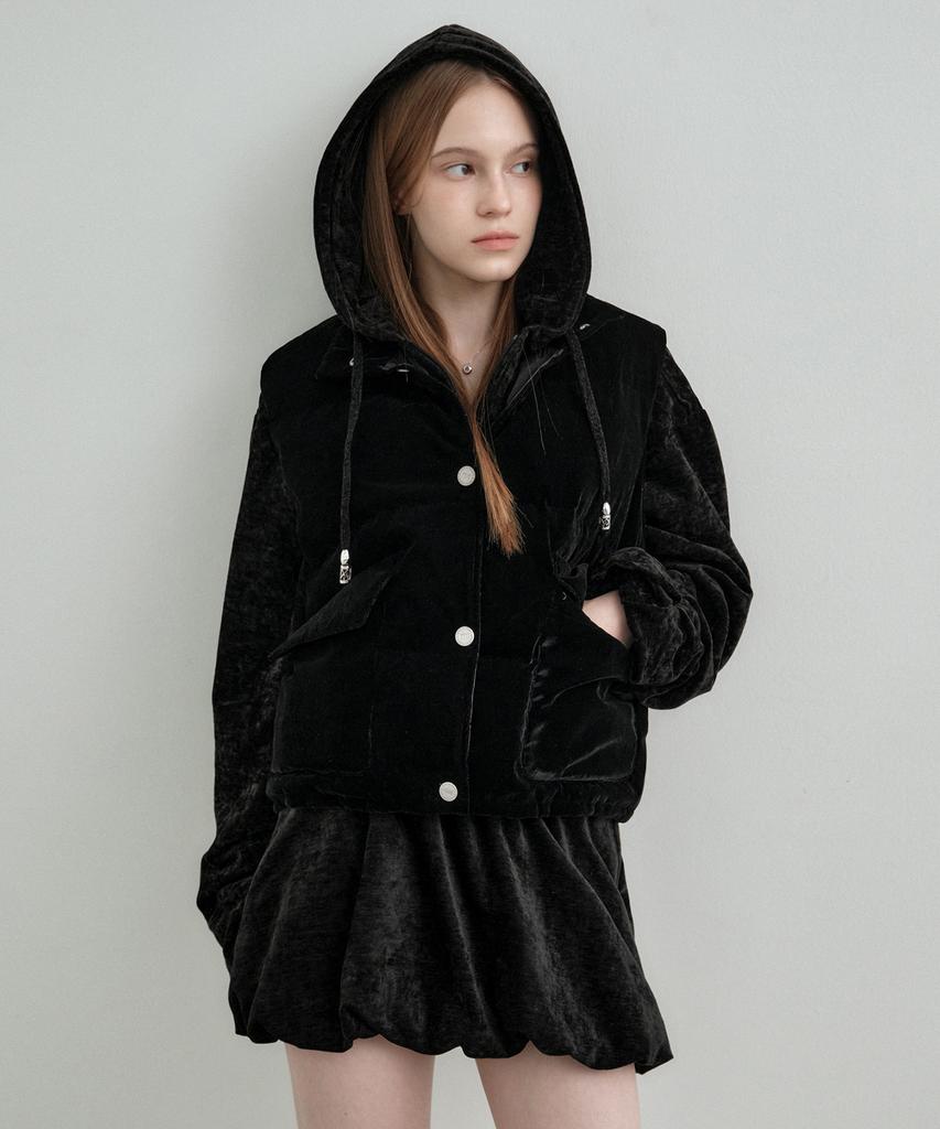 Mongdol Duck Down Velvet Padded Vest Black Mdjp019Black