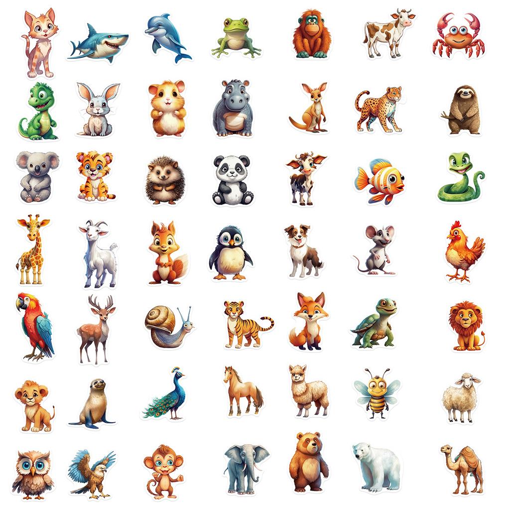 50 Colorful Animal Graffiti Stickers Personalized Decoration Guitar Laptop Suitcase DIY Waterproof