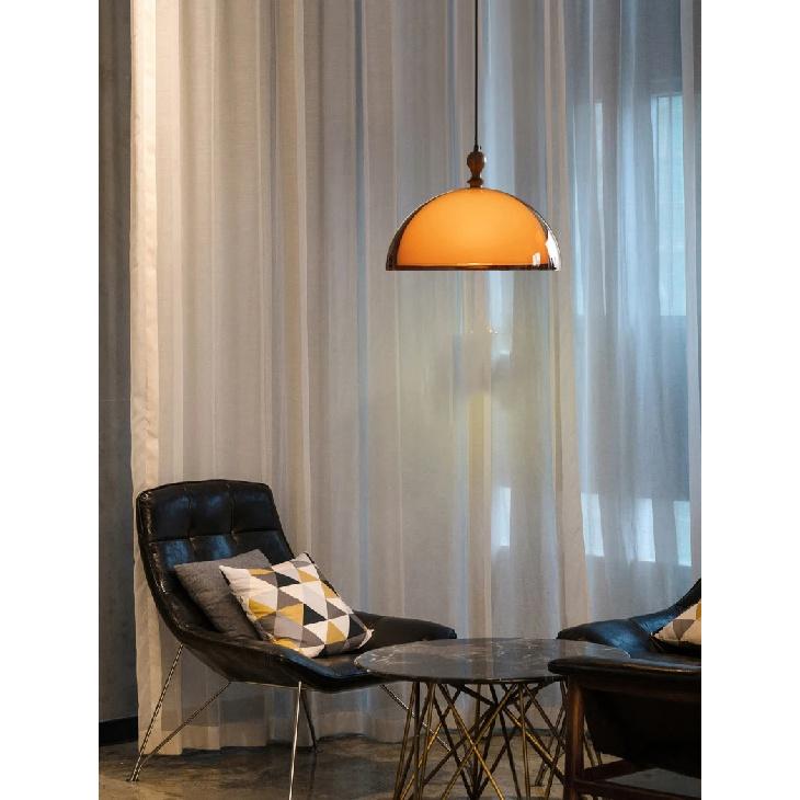 Vintage Brown Pendant Lamp Bauhaus Orange Pendant Light French Retro Dining Table Hanging Lamp Cafe LED Adjustable Chandelier