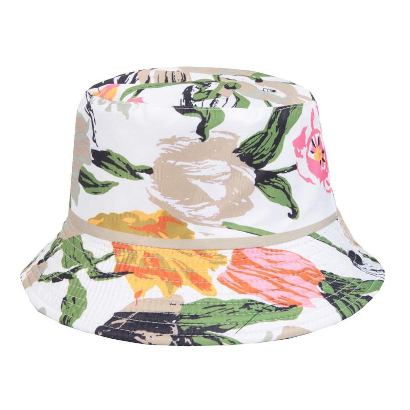 Summer Travel Fisherman Cotton Hawaiian Floral Printed Bucket Hats Unisex Double Sided Wear Reversible Sun Protection Beach Hat
