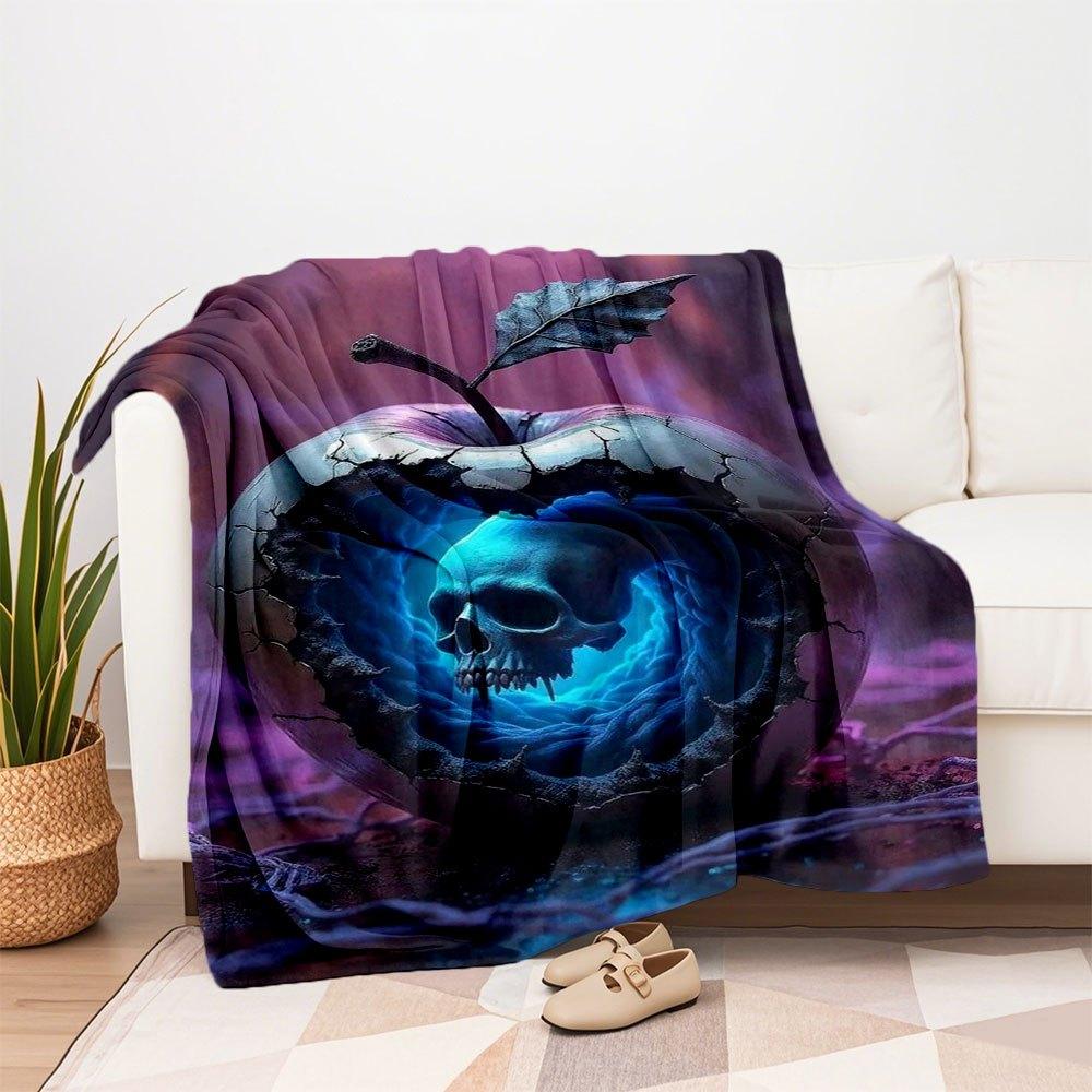 "Dark Fantasy Apple Wall Art Decor"Blanket Flannel Throw Blanket for Sofa, Bed, Travel, Camping, Office