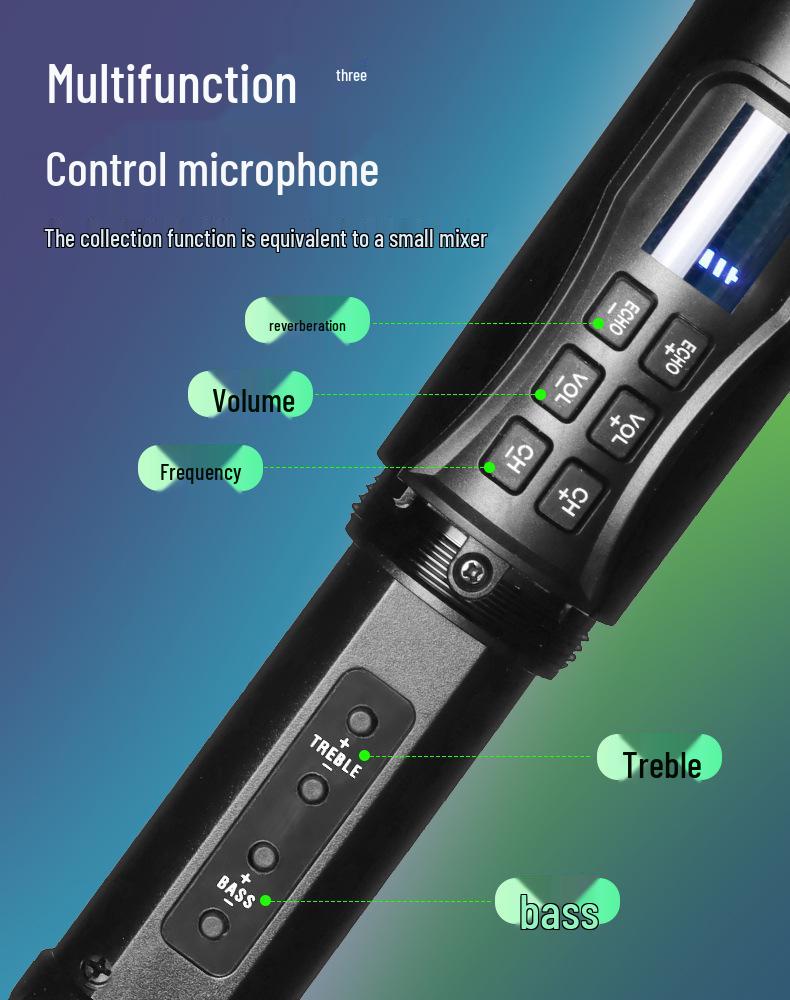 Universal Rechargeable Wireless Bluetooth Microphone with Professional Reverb for Smart Singing and Stage Performance