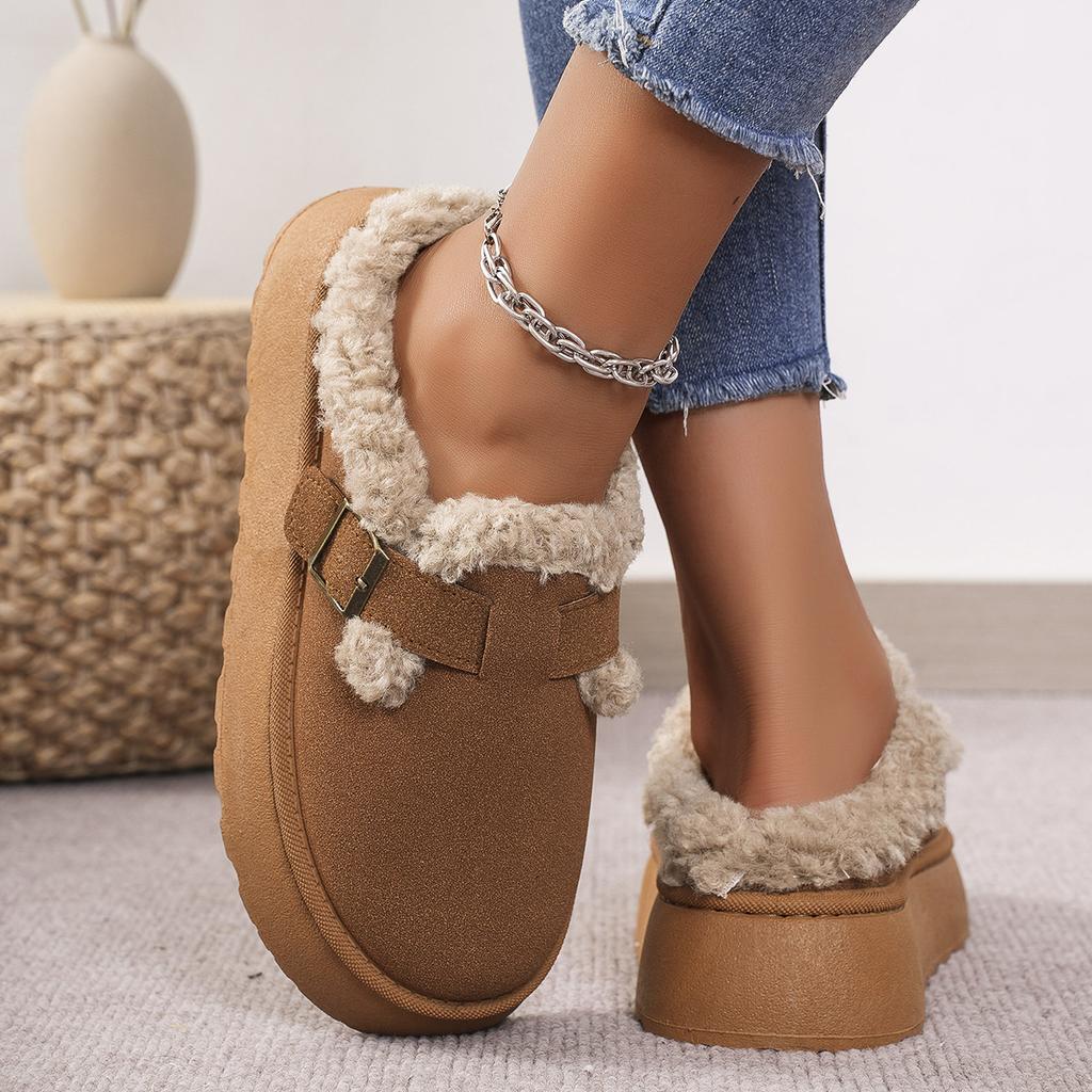 New Luxury Winter Women's Boken Shoes Plush Retro Bean Shoes Cotton Women's Flat Sole Slippers Platform Women Boots