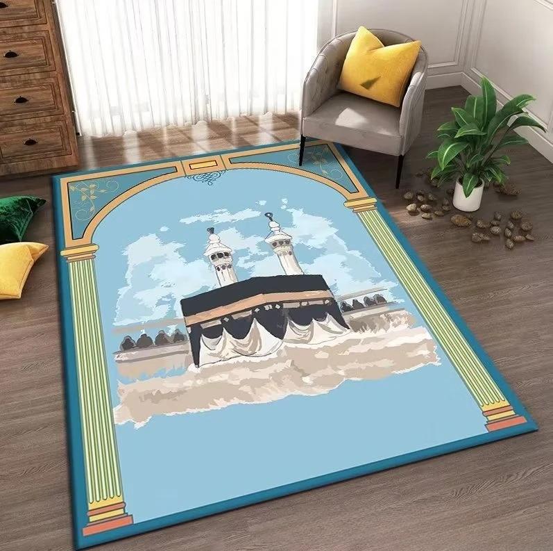 Islam Muslim Prayer Mat Living Room Decor Anti-slip Carpets Bedroom Bedside Soft Rug Entrance Doormat Machine Washable Carpet
