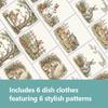 6PCS Cleaning Dishcloths Reusable Kitchen Dish Towels Rabbit Pattern Dishcloth Absorbent Lint Free Cloth Washable Duster Rags Tea Towels