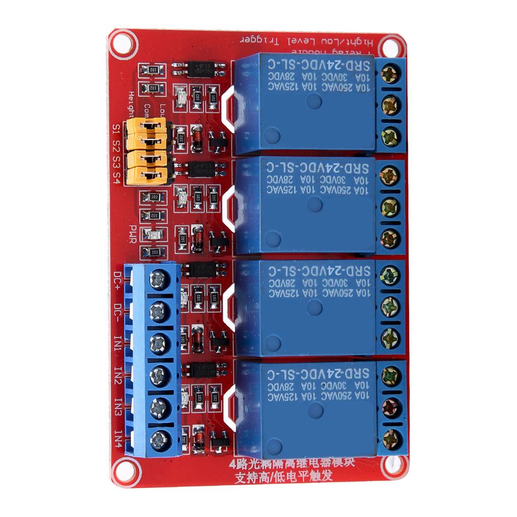 4 Channel Optocoupler Relay Module Board High & Low Trigger 5V/12V/24V(24V)