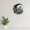 Metal Wall Art Crescent Moon Flowers Leaves Black Nature Design Home Decor Gift