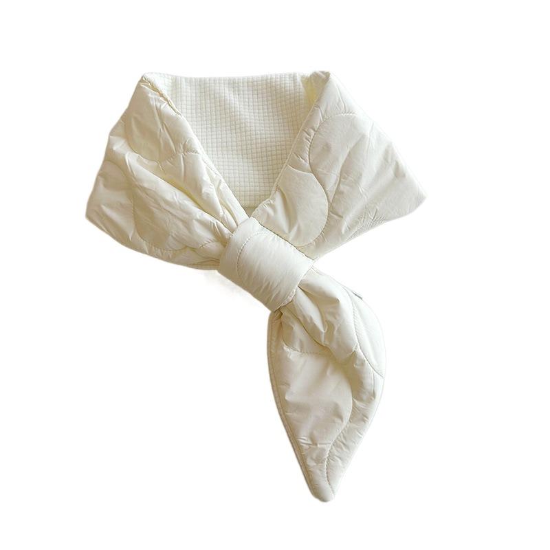 Korean Style Down Neck Scarf Windproof Thermal Shawl Stylish Cross Feather Scarf Woman белый