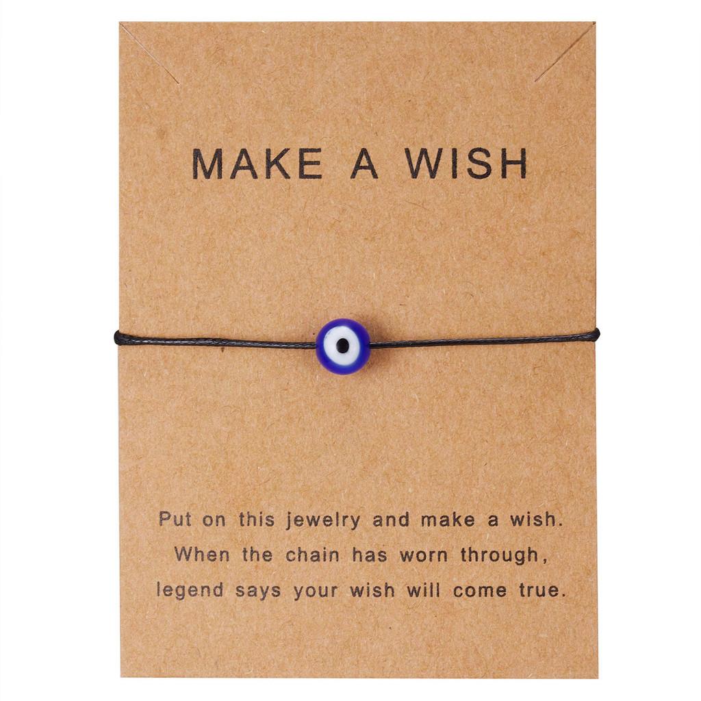 Make A Wish Paper Card Evil Eye Jewelry With Beads And Alloy For Men And Women