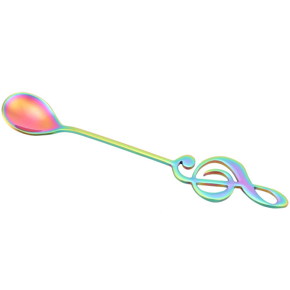 

Stainless Steel Dessert Spoon Musical Note Coffee Drinking Stirring Spoons(Colorful)