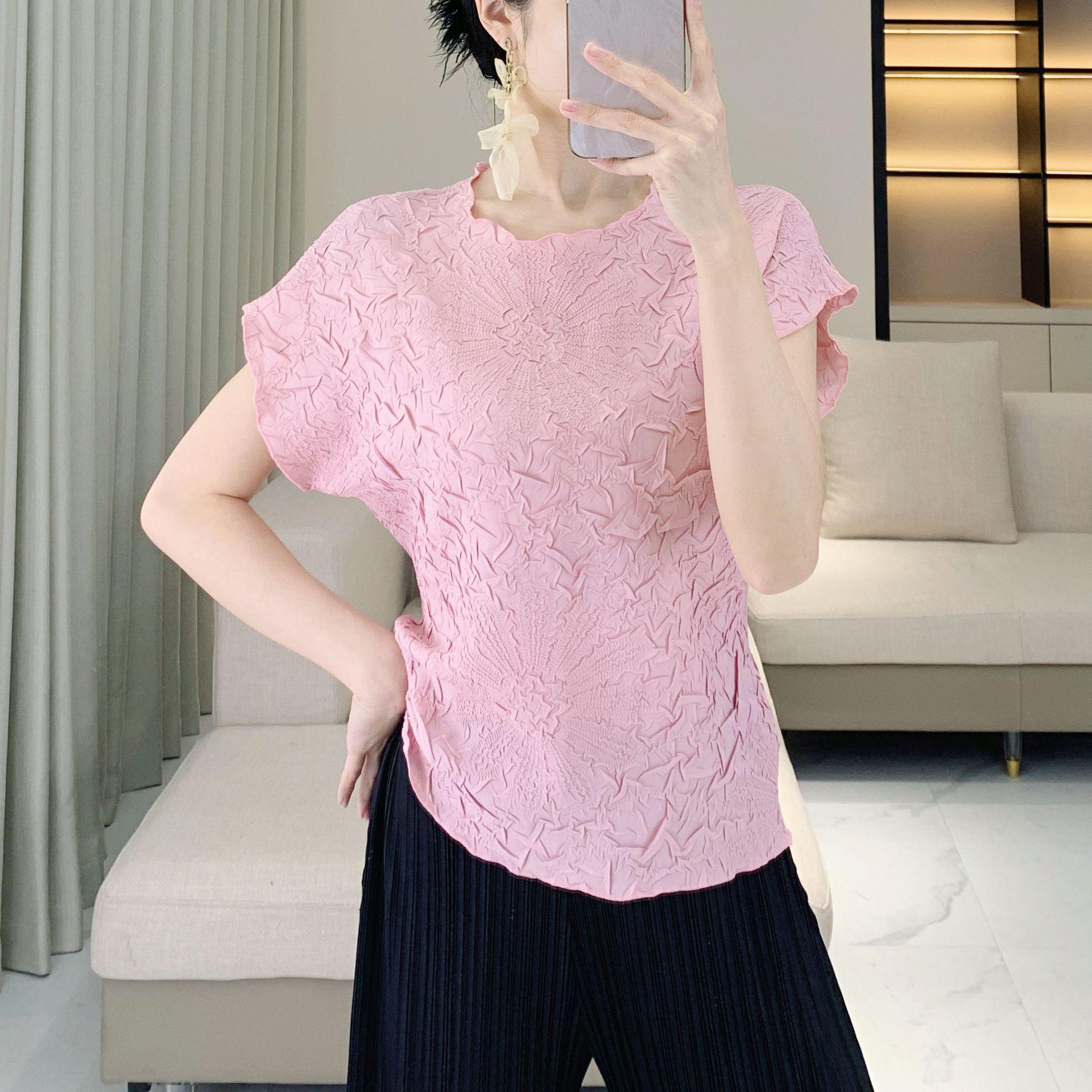 

2025 Embroidery Ruched Puff Sleeve Women s Casual Summer Top - Original Design One Size [45-75 kg]