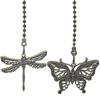 Decorative Ceiling Fan Pull Chains Set Of 2 With Dragonflies and Butterfly Ornaments Accessory for Lighting Fixtures