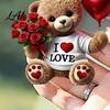 Heart Balloon Hanging Decoration Teddy Bear Ornament Holding Red Rose Bouquet Decoration Cute Backpack Charm Car Rearview Mirror 2D Flat Acrylic
