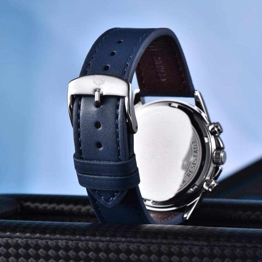 BENYAR New 40MM Men's Multi Functional Chronograph Quartz Watch Lumious Leather Strap Sports Wristwatches For Man