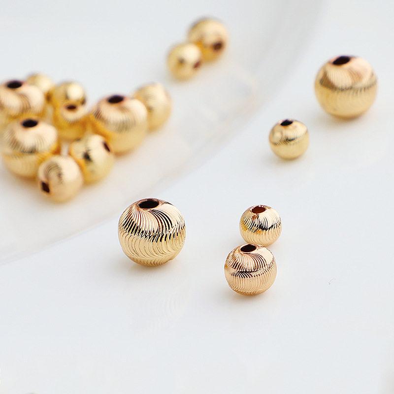 14K Gold Plated Faceted Threaded Melon Pattern Spacer Beads for DIY Jewelry Making