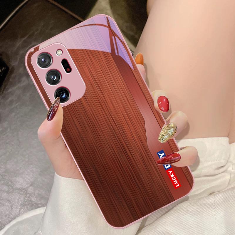 Wood Grain Green For Samsung Galaxy Note 8 9 10 PRO 20 Ultra A01 02 03 Core 04E 4G 12 13 5G Tempering Glass Phone Case