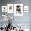 Nordic Simple Cute Dog Basset Hound Rottweiler Pomeranian French Bulldog Text Mural Living Room Sofa Wall Decoration Frameless