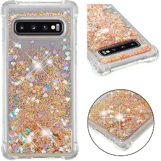 Compatible with Galaxy S10 Case, Bling Glitter Clear Case Floating Quicksand Shockproof Protective Sparkle Silicone Soft TPU Case for Samsung Galaxy